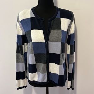 Christopher & Banks Patchwork Button Up Sweater